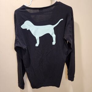 Pink by Victoria's Secret Black Long Sleeves Logo T-shirt  size S